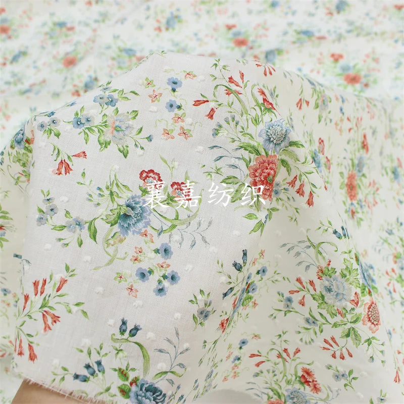 Woven Cotton Cloth Digital Small Floral Cut Fabric Children's Clothing Dress Handmade DIY Fabric