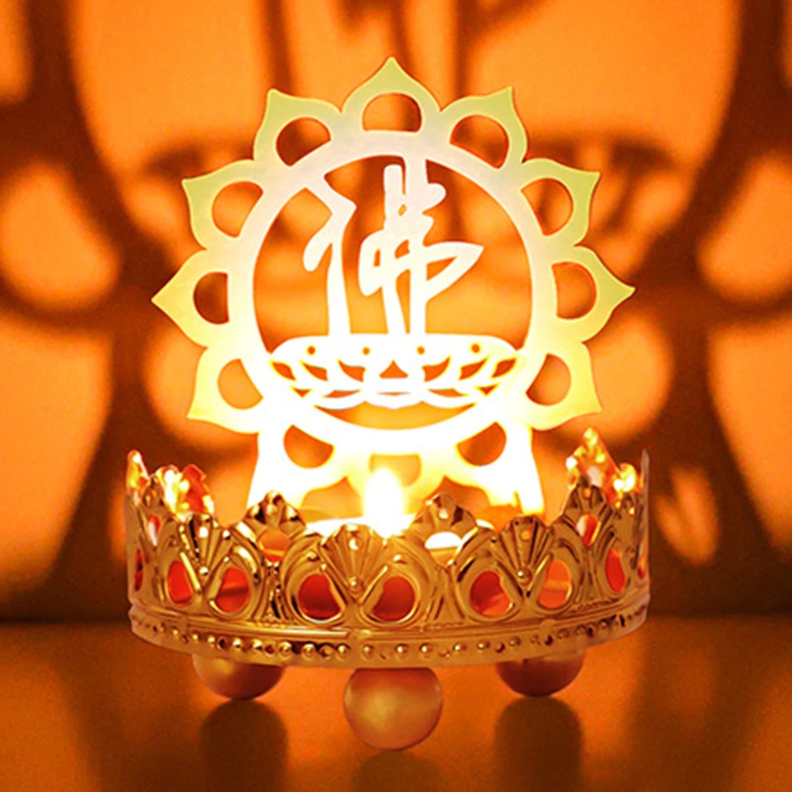 Retro Tibetan Buddha Oil Lamp Candlestick Holder Ghee Lamp Holder Candlestick for Home Desk Decoration Ornaments Buddhist Gifts