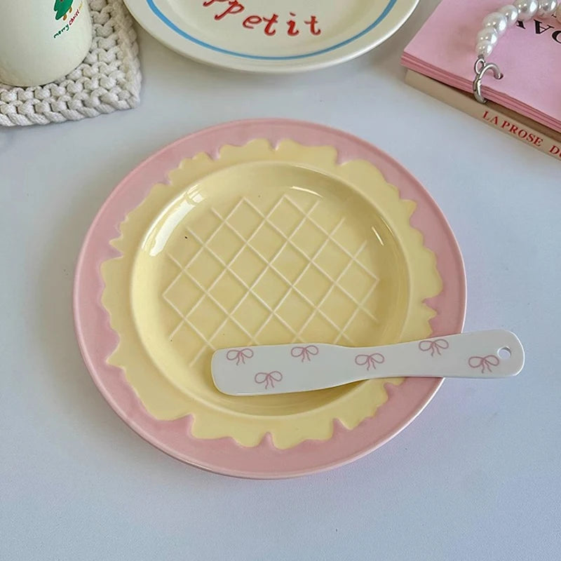 Nordic Style Tableware Household Patchwork Breakfast Plates 2025 New Simple Ceramic Dish Cream Ice Cream Shaped Dessert Plate
