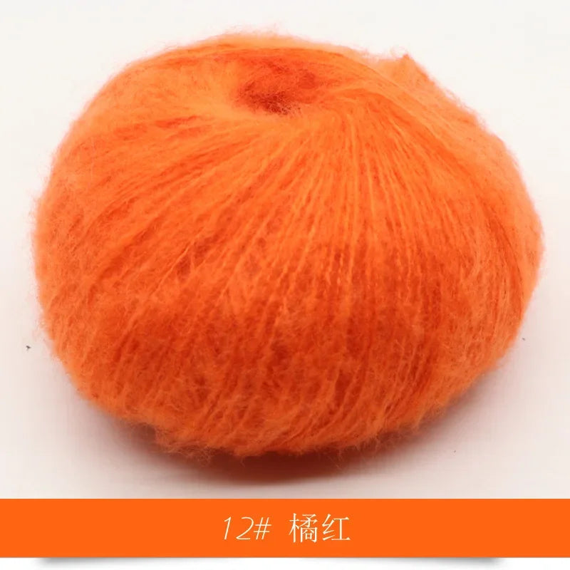25g Worsted Natural Soft Silk Fine Wool Mohair Yarn Skein Baby Organic Crochet Hand Knitting Sewing Thread Scarf Shawl