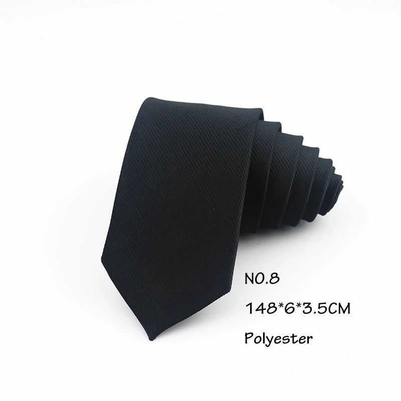 Casual Black Clip Ties For Men Women Student College Security Simple Necktie Doorman Steward Matte Suit Business Skinny Lazy Tie