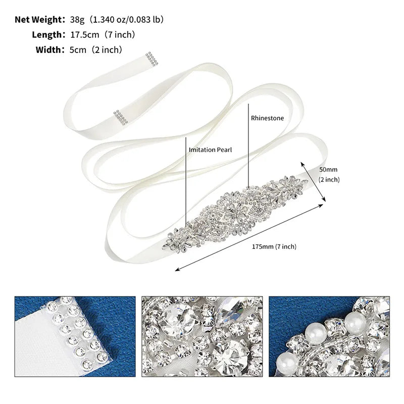 Silver Crystal Bridal Sash For Women Elegant Wedding Dress Belt With Stones New Rhinestone Pearl Bridal Belt Dresses Accessories