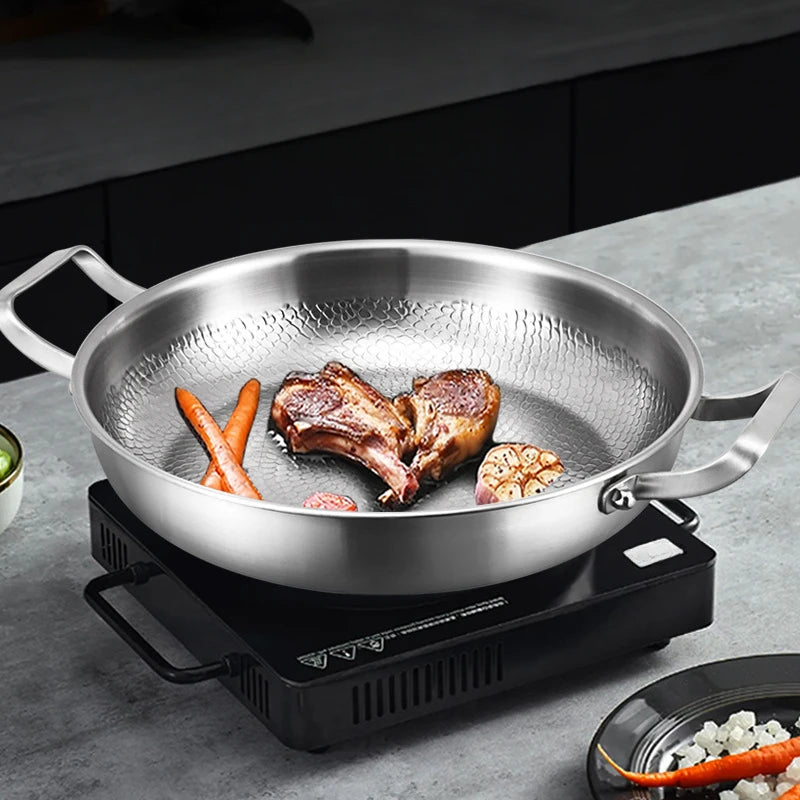 German High-end Titanium Pan Uncoated Steak Frying Pan Titanium Non-stick Pan Universal Induction Cooker