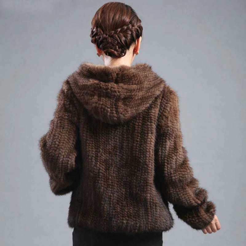 New Luxury Women Natural Mink Fur Coat Women mink fur jacket All-match Knitted Mink fur Coat big size 4XL