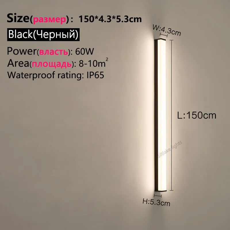 Outdoor waterproof wall lamp long strip modern simple LED courtyard garden wall lamp balcony lamp minimalist exterior wall lamp