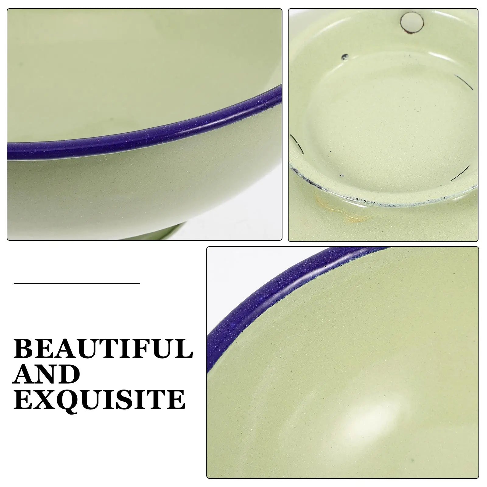 Enamel Bowls Retro Kitchenware Large Capacity Rice Salad Fruit Soup Bowl Vintage Design Classic Color Scheme