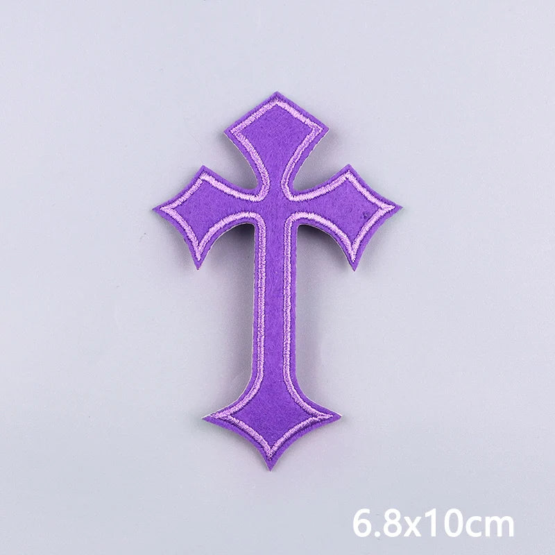 Jesus Cross Embroidery Patch For Clothes Gold Silver Cross Iron On Patches For Clothing Personality Appliques Craft Decoration