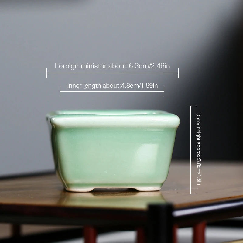 Glazed Pottery Flower Pot Bowl with Hole Mini Ceramic Planter Succulent Pot Eastern Style Ornament for Indoor Outdoor xqmg