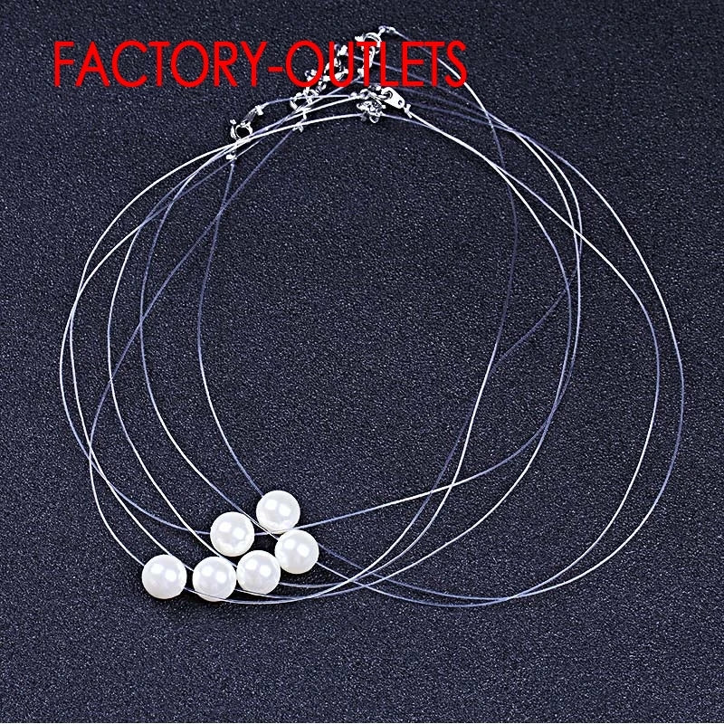 Big Sale 925 Sterling Silver Chokers Necklace Cubic Zircon Pearl CZ Round Heart Cross Moon Square Transparent Fish Line Jewelry
