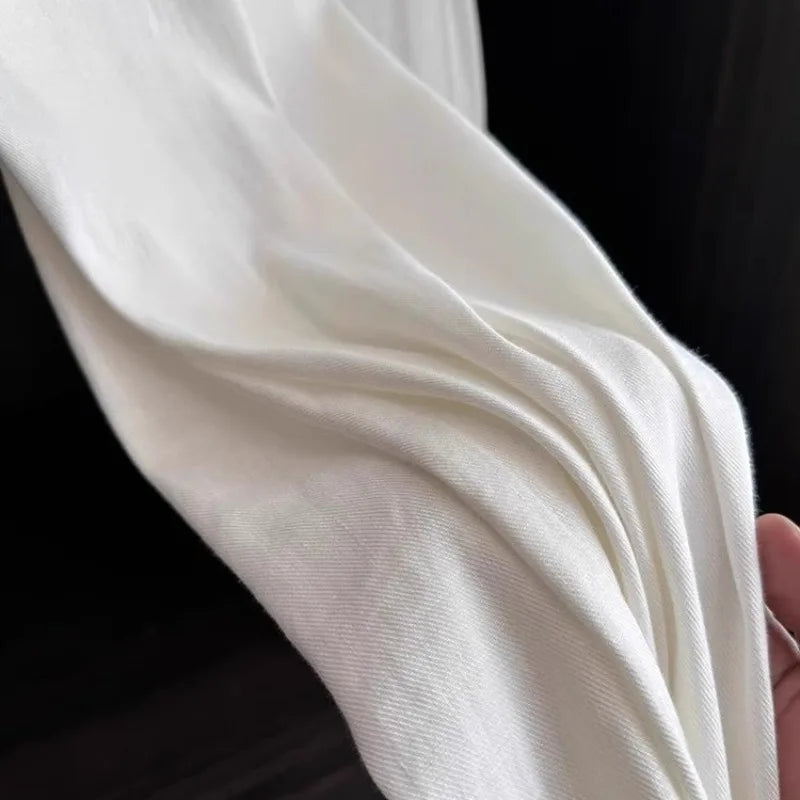 2025 White Cotton and Linen Wide-leg Pants Women's Summer Thin Loose Lazy Drape High-waisted Straight Pants Casual Pants