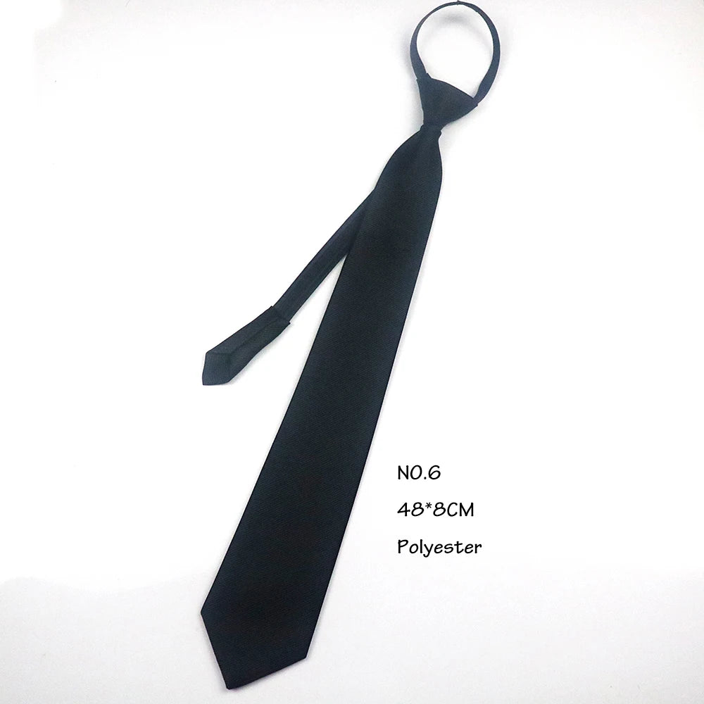 Casual Black Clip Ties For Men Women Student College Security Simple Necktie Doorman Steward Matte Suit Business Skinny Lazy Tie