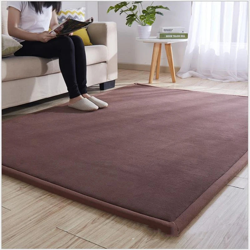 Thick Solid Color Rectangular Carpet For Living Room Ckildren Bedroom Play Rug Bay Window Soft Mat Baby Anti-fall Crawling Pads