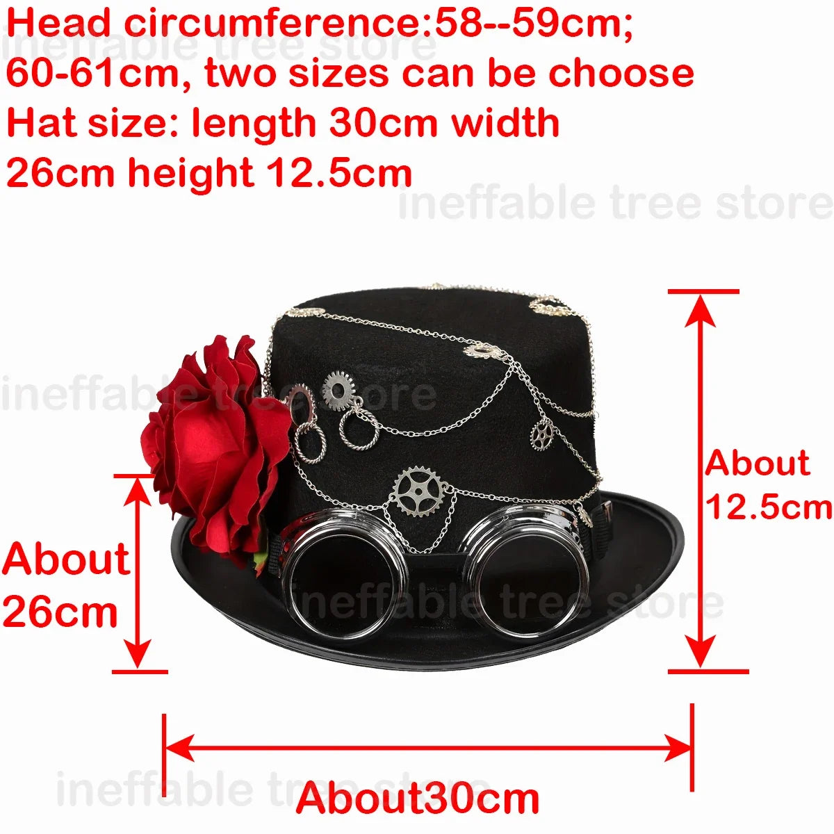Gothic Headwear Steampunk Hat Victorian Top Magic Gears Goggles Chain Top Hats for Dress Up Halloween Cosplay Costume Fedora Cap