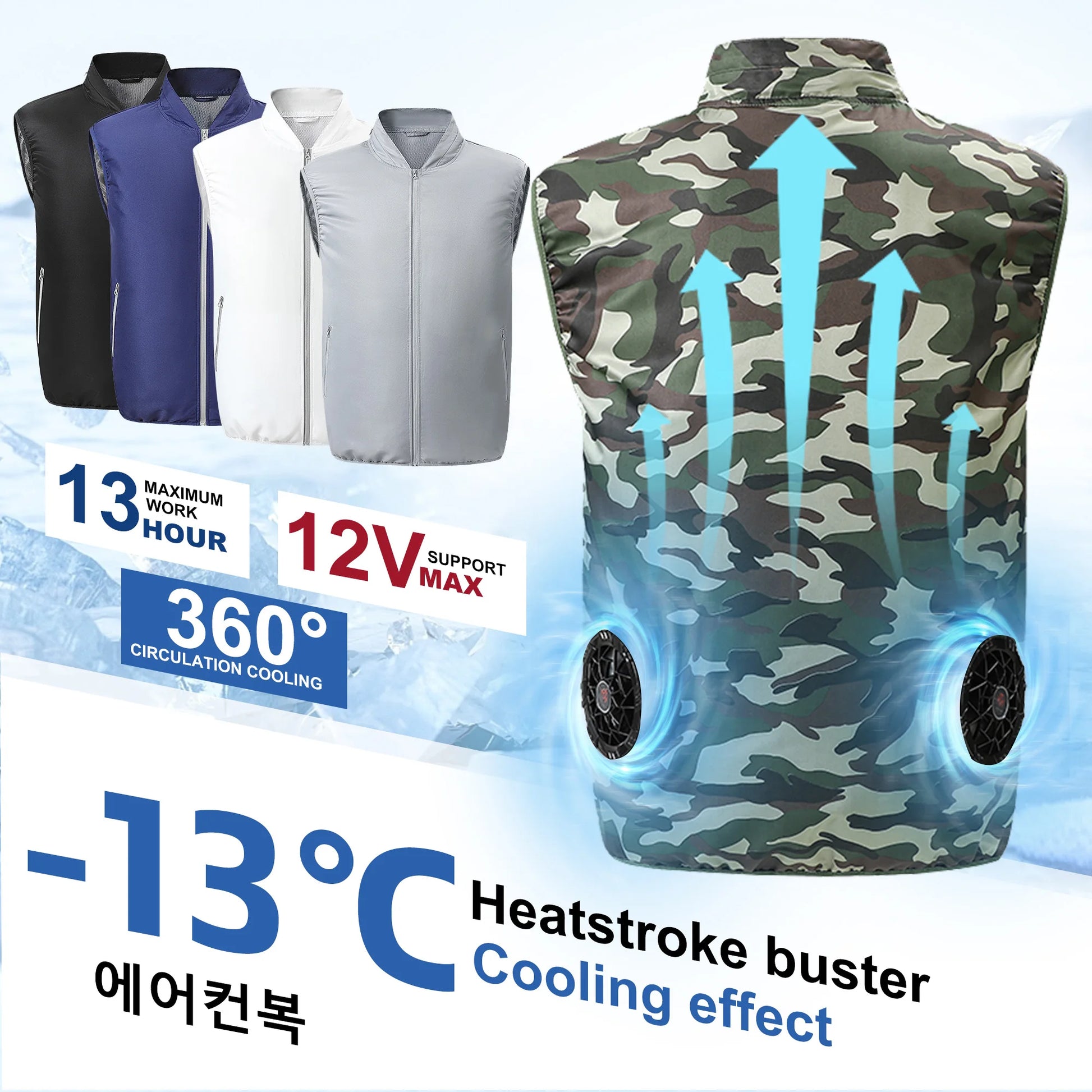 Cool Vest Electric fan vest Cooling Fan Vest Air-conditioned Clothes Hiking Cooling 13 Hours High Temperature Work Fishing Vest