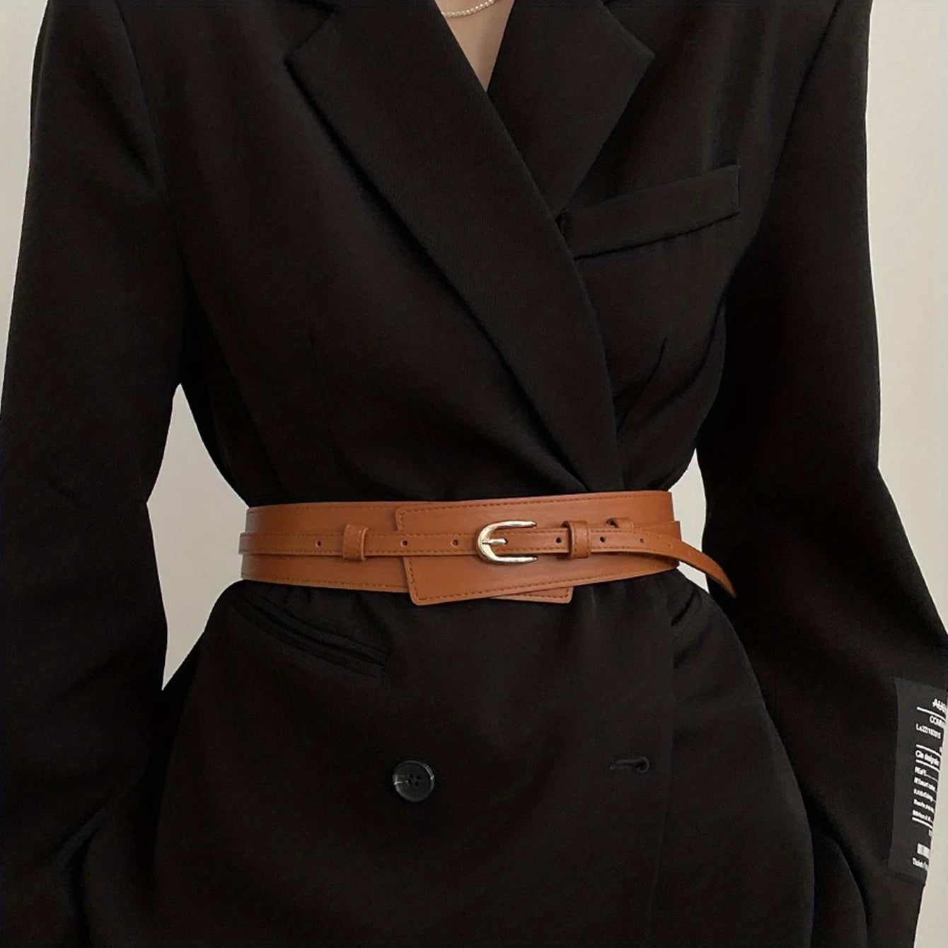 PU Leather Detachable Girdle Stylish Pin Buckle Wide Waistband Vintage Coat Dress Belt For Women