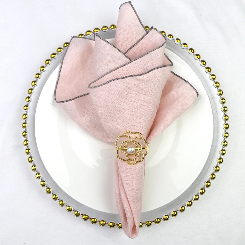 Set Of 4 Pure Linen Napkins Cloths Reusable 40x40cm Soft Comfortable Fabric Kitchen Accessories for Wedding Birthday Parties