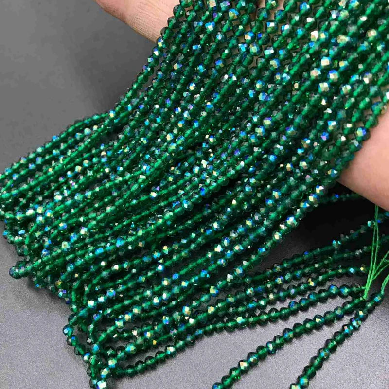 Micro Faceted Bead Natural Stone Beads Facted Green Emeralded 2 3 mm Spacer Loose Beads for Jewelry Making Necklace DIY Bracelet