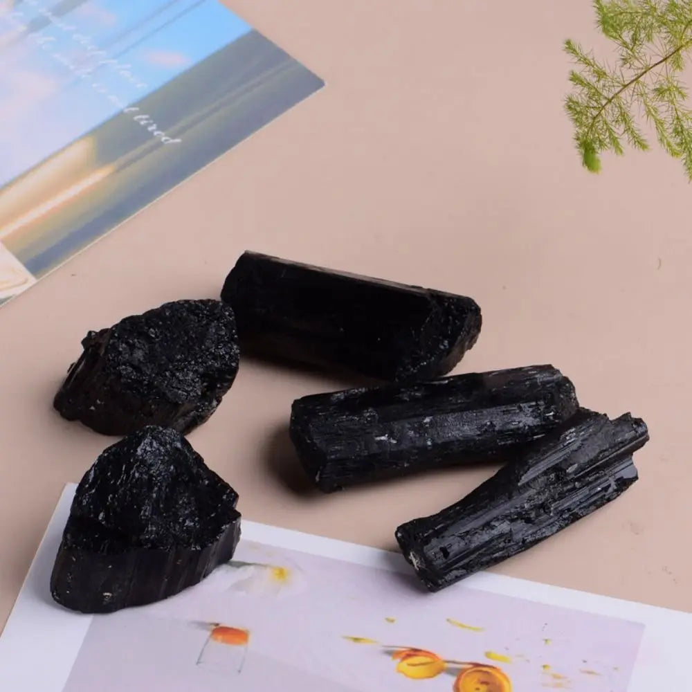 Creative Natural Natural Black Tourmaline Stone Crafts Black Black Tourmaline Raw Stone Handicraft Aromatherapy Stone Collection