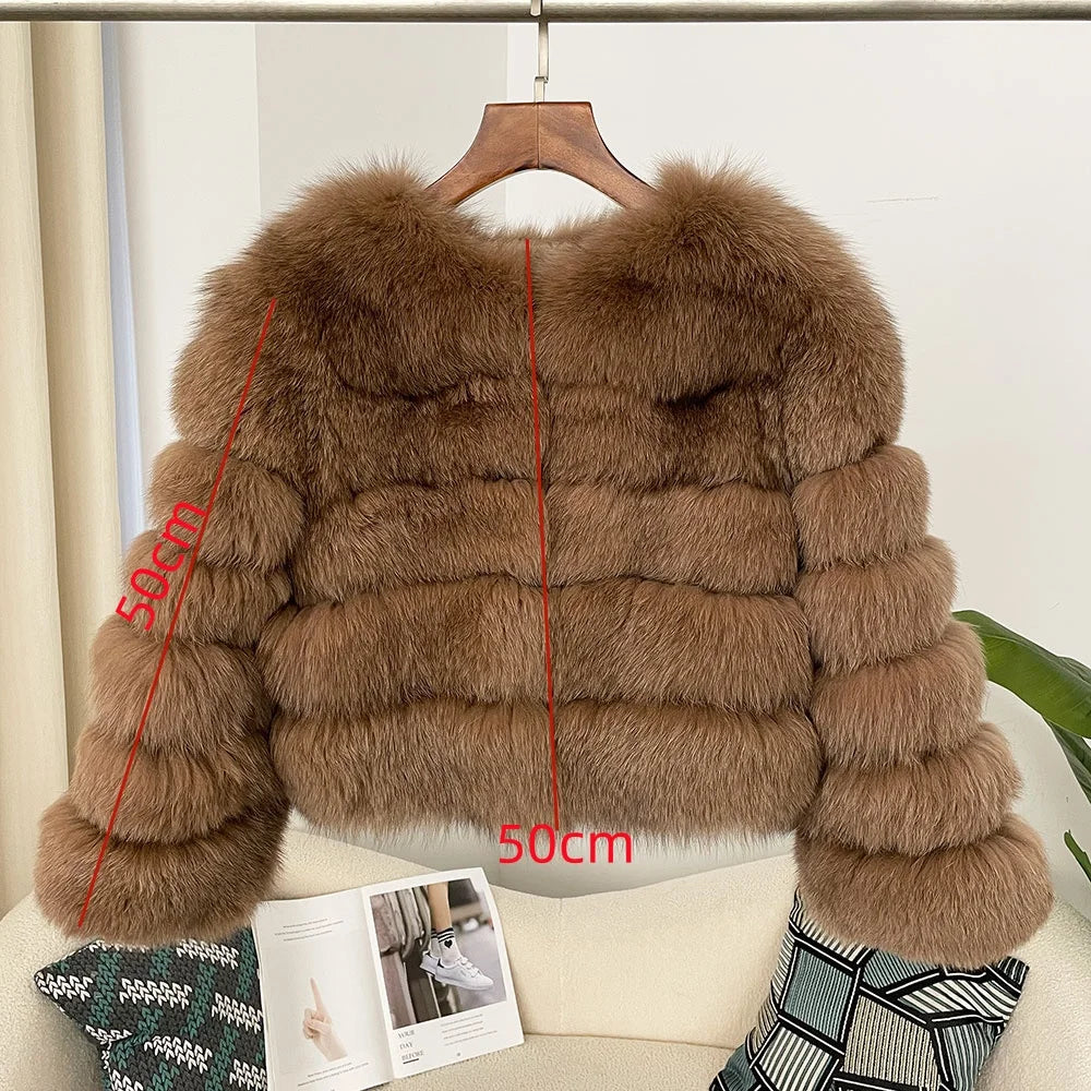 2024 Real Fox Fur Coat Winter Jacket Women Natural Fox Fur Raccoon Outerwear O-neck Thick Warm Luxury Female Plus Size