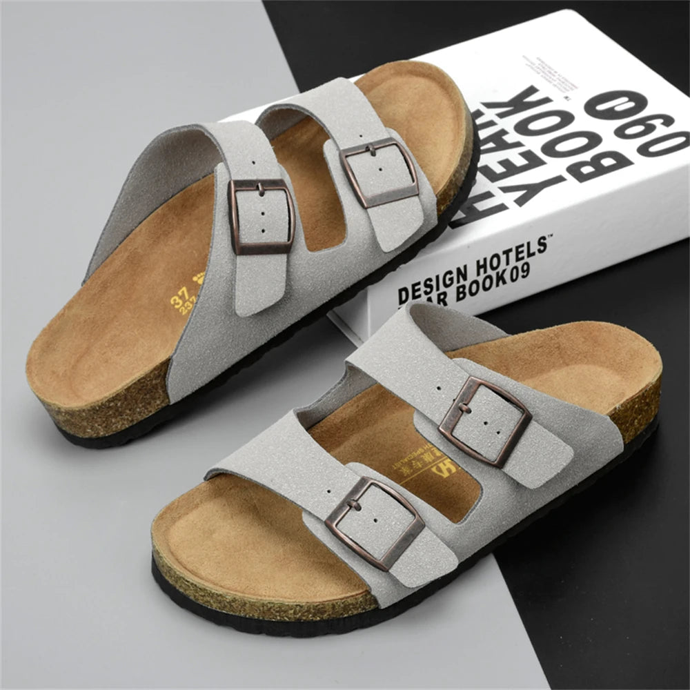 Men Sandals Summer Leather Men's Sandals Women Slippers Non-Slip  Outdoor Beach Casual Shoes Zapatos Hombre Durable Luxury Shoes