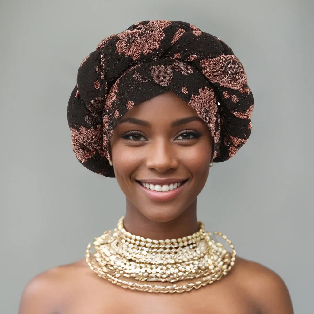 Gele Headtie Already Made African Head Wraps for Women Turban Femme Gelee Nigerian Aso Oke Bonnet Femme Diamonds Headtie 2025