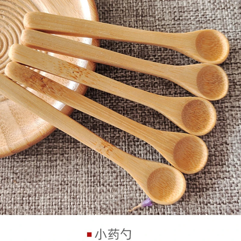 5Pcs Ice Cream Spoon Mini Easy Clean Wear-resistant Natural bamboo Wooden  Honey Children's Spoon Yogurt Spoon for Kitchen