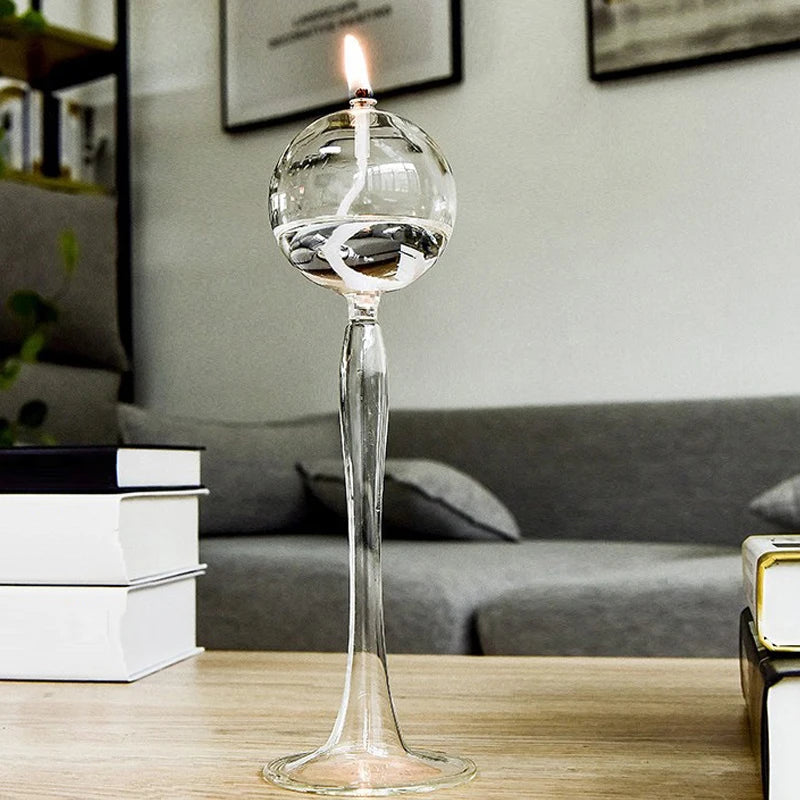 Transparent Glass Candlestick High Foot Oil Lamp Candlelight Candle Holders Rustic Wedding Party Dinner Home Table Decoration