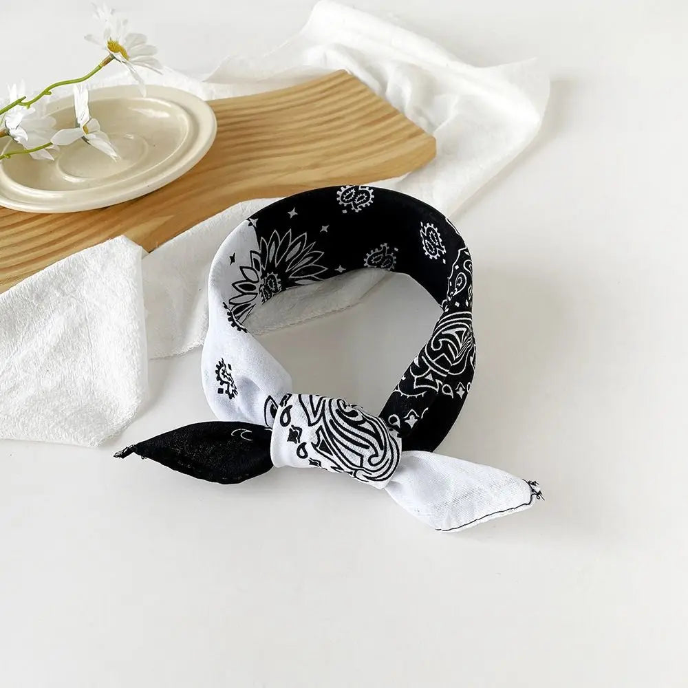 Headband Small Square Scarf Triangle Scarf Hip Hop Cashew Nut Print Scarves Scarf Hair Band Cotton and Linen Printed Silk Scarf