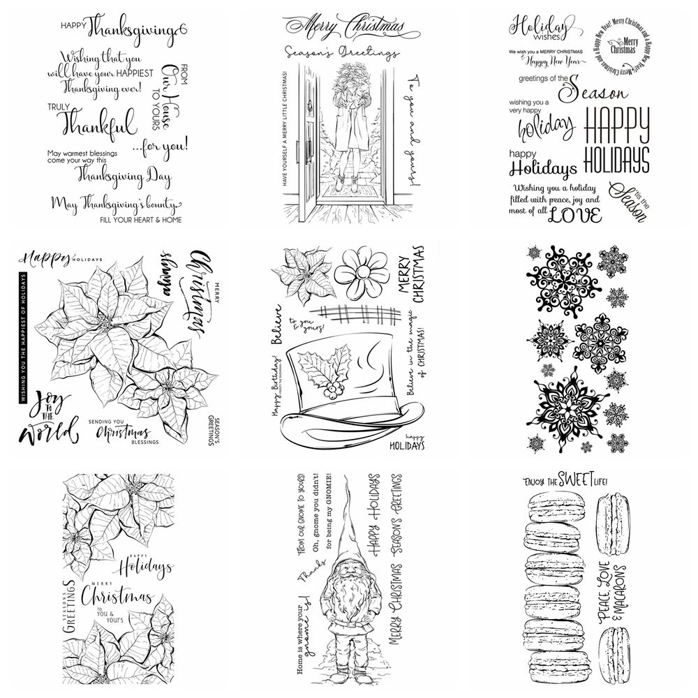 Thanksgiving Day Clear Stamp Phrase Macarons Transparent Silicone Stamps  for Card Making DIY Scrapbooking Embossing Stencils