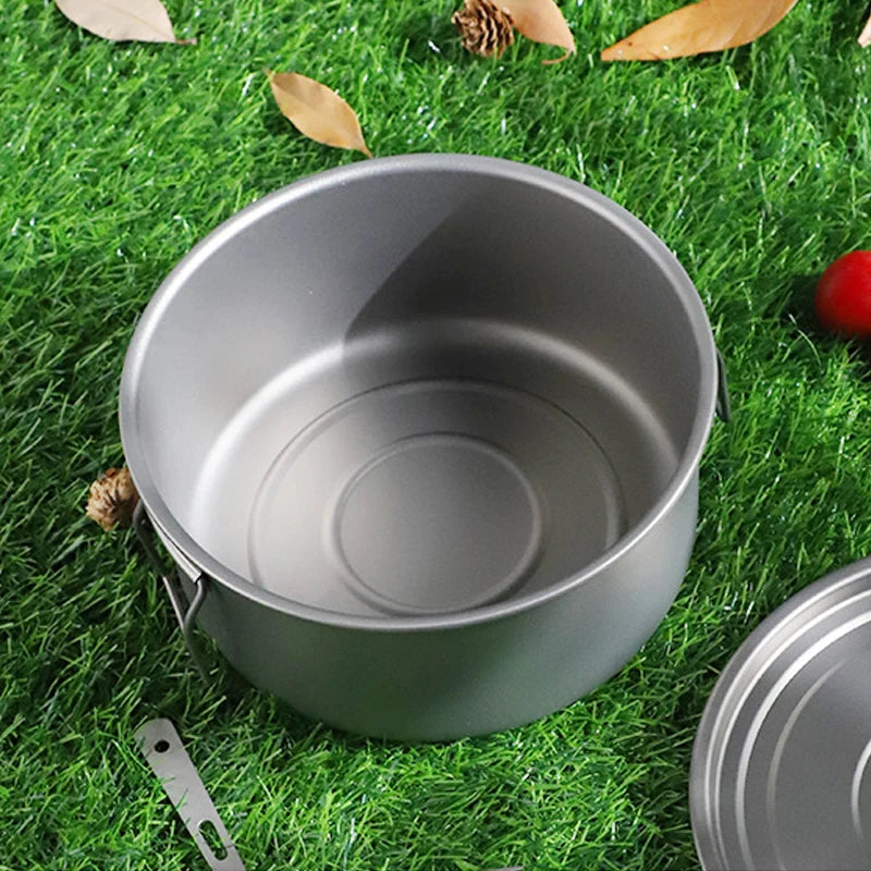 Outdoor Stockpot Large Capacity 1.8L Digester Titanium Pot Hanging Pot with Lid Ultra-light Portable Camping Hiking Backpack