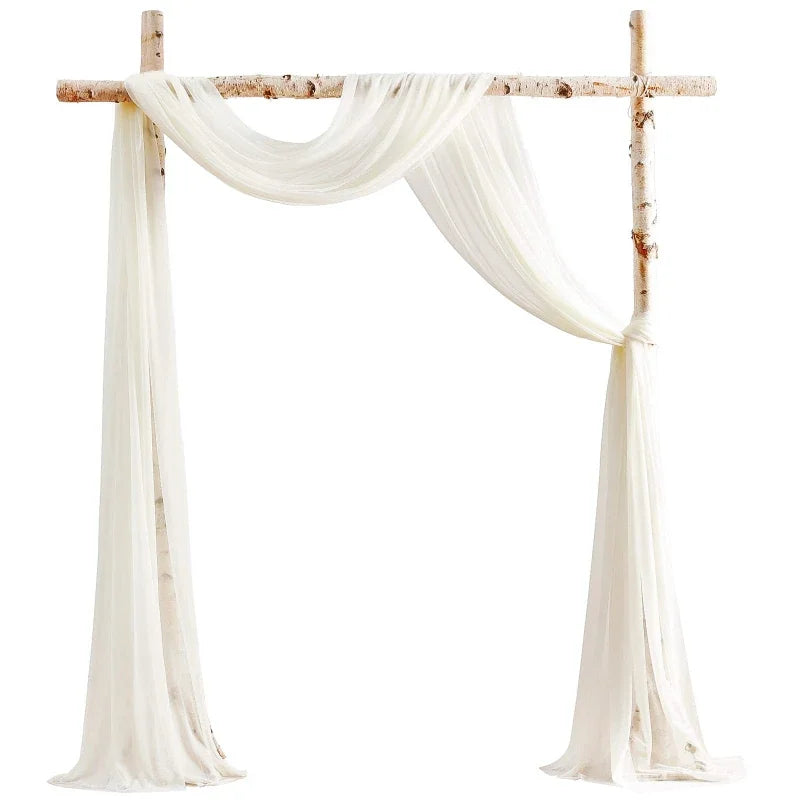 600CM Pearl Chiffon Veil Wedding Decoration Cloth Curtain European Wrinkle Free Cloth Curtain Holiday Party Decoration