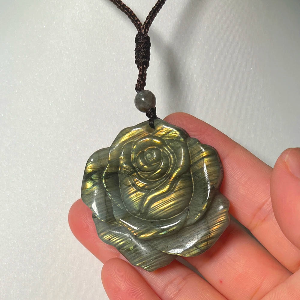 Necklace Pendant Natural Stone Irregular Shape Bead Blue Green Orange Labradorite Pendant for Women Men Jewelry 1Pcs