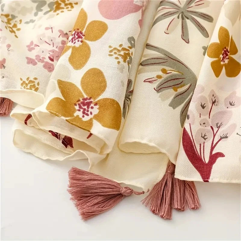 Luxury Floral Shawl Multi Functional Hijab Turban Oversized Fashion Breathable Bohemian Foulard Windproof Sun Protection Shawl