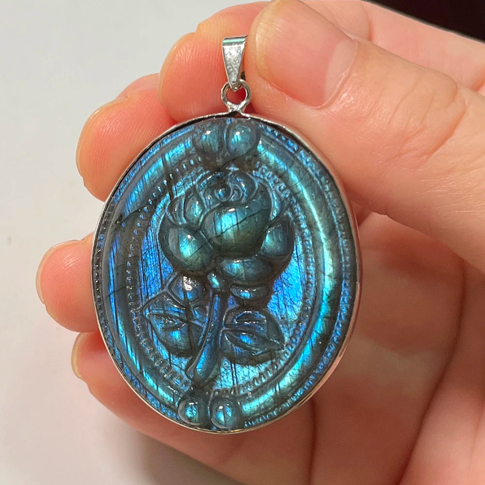 Gem Pendant Natural Stone Irregular Shape Bead Purple Blue Labradorite Necklace Pendant for Women Men Jewelry Gift 1Pcs