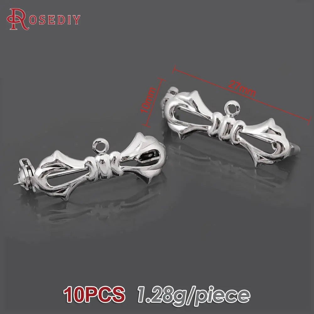 10PCS Antique Bronze Brass Bow Shape Brooch Pins High Quality Diy Jewelry Making Supplies Brooch Accessories for Women