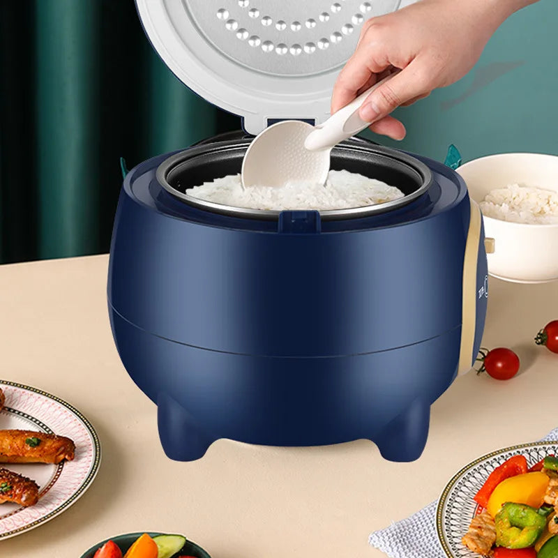 2 IN 1 1.8L Small Rice Cooker Multi-function Stew Pot Household Non-stick Inner Pot Electric Cooking Pot with Steamer
