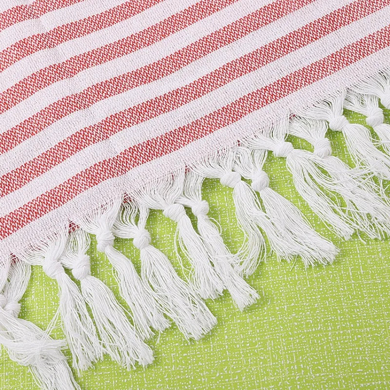 Cotton and Linen Striped Quick-drying Shawl European and American Popular Yarn-dyed Cotton Turkish Beach Towel with Tassels