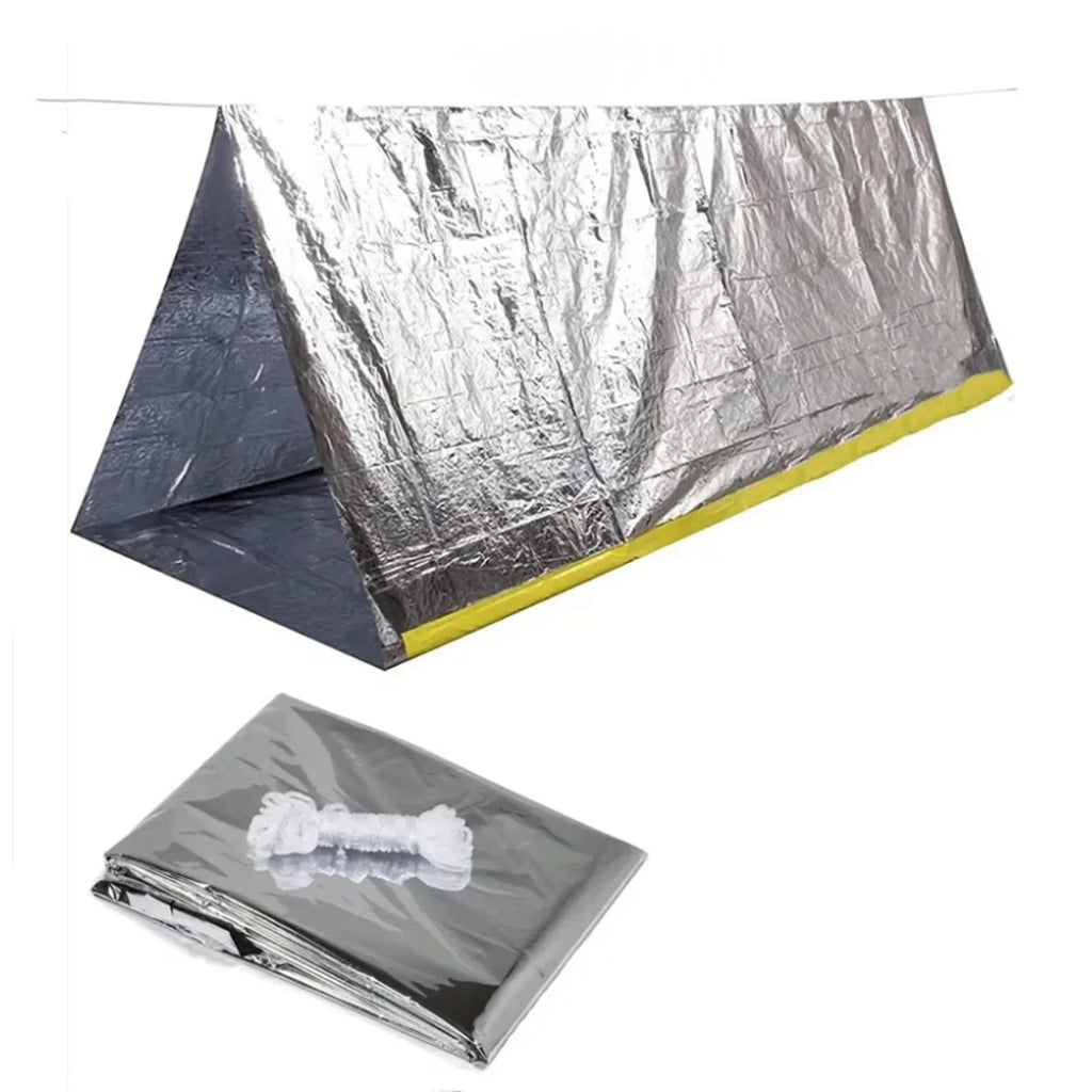 2-Person Outdoor Camping Tent Waterproof Lifesaving Tent Emergency Escape Camping Survival Tent Kit Outdoor Camping Mat