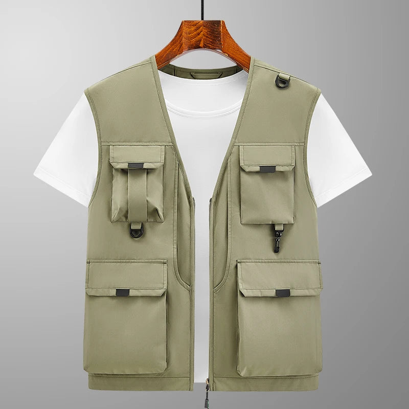 6xl Big Size Multi-Pocket Vest Men Women Outdoor Sporting Fishing Vest Photography Work Clothes 5xl 4xl Casual Cargo Vest Jacket