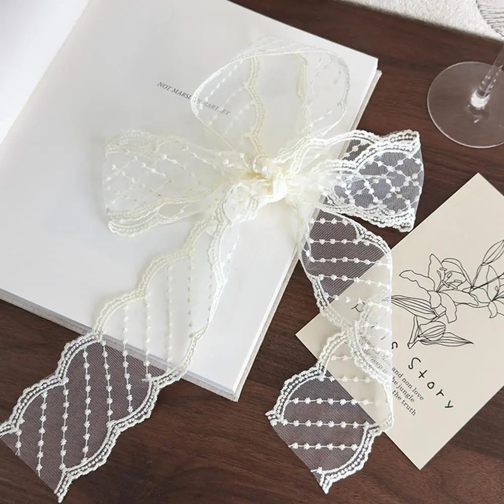 Sweet Flower Retro Lace Neck Strap Transparent Dressing Decoration Hair Band Korean Style Neckerchief Long Ribbon Head Scarf