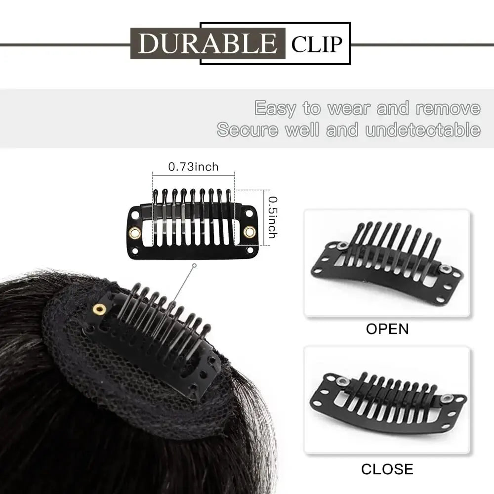 Fake Hair Bangs Natural Air Bangs Wig Clip-In Extensions Synthetic Air Bangs Clip On Wispy Bangs Fringe With Temples Hairpieces