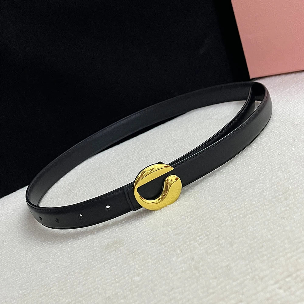 Ladies Leather Belt Retro Smooth Buckle Fashion Simple with Jeans CasuaI High Quality Leather  Waistband