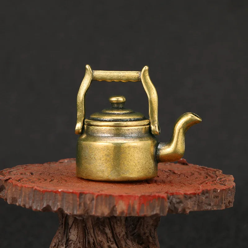 Antique Antique Made Old Boiling Kettle Brass Decorations Children's Fun Antique Tea Pet Decorations Handicrafts Collection