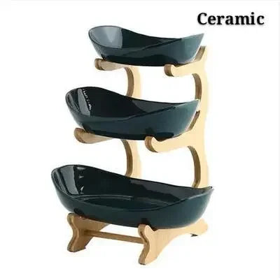 Ceramic Living Room Home Three-layer Fruit Plate Candy Dish Creative Modern Dried  Basket Snack Snack Trinket Dish