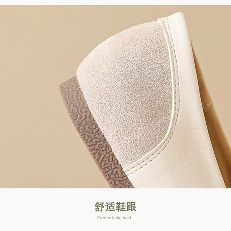 2024 Spring Women's Flat Shoes Korean Style Mary Jane Ladies' Casual Leather Flat Boat Shoes Loafers Work and Party Wear 41-43