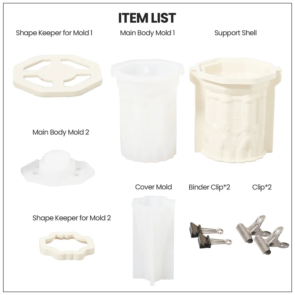 Gothic Revival Architecture Table Lamp Gypsum Silicone Mold and Accessories Dimmable Rechargeable Lamp Concrete Silicone Mold