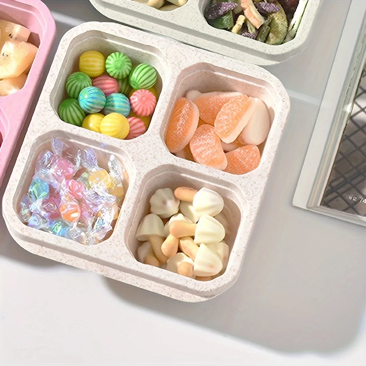 1PC -  Bento Snack Boxes with 4 Compartments – Reusable, Travel-Friendly Meal Prep Containers for Work & School