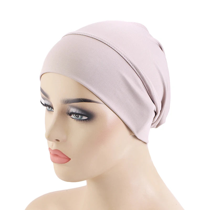New Women Muslim Inner Hijab Caps Islamic Undercap Bonnet Stretch Headband Turban chemo hat Instant Head Wrap Turbante Mujer