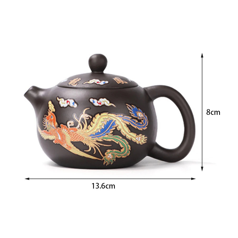 Chinese Style Color-changing Purple Clay Teapot, Anti-Scald Handle Purple Clay Teapot Ceramics Tea Set Gift For Tea Lover ﻿