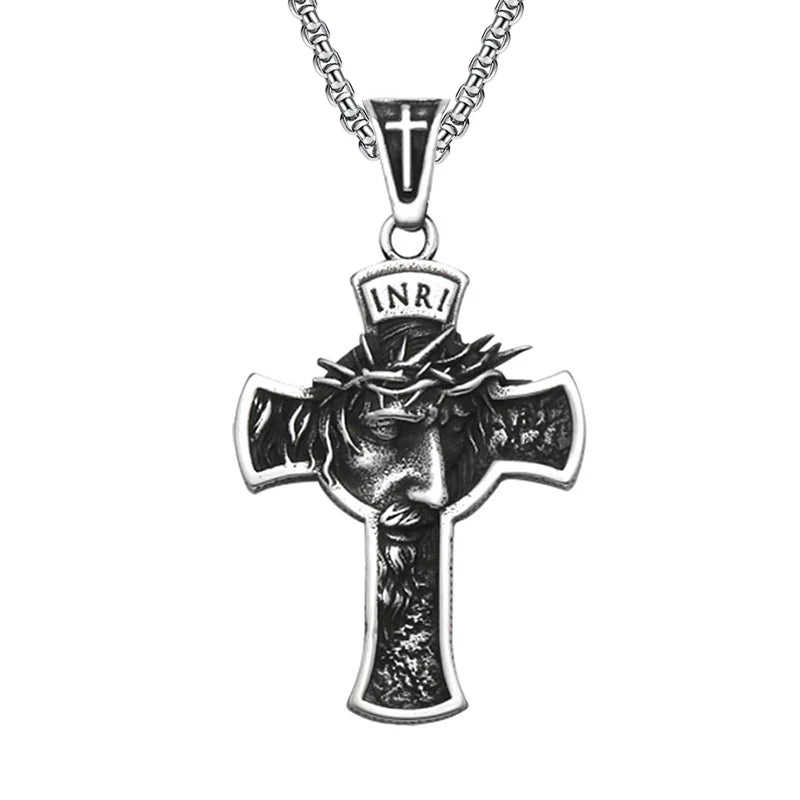 Stainless Steel Christian Jesus Cross Pendant Chain Trend Charm Crisscross Jesus Necklaces Men chains Jewelry Gift Dropshipping